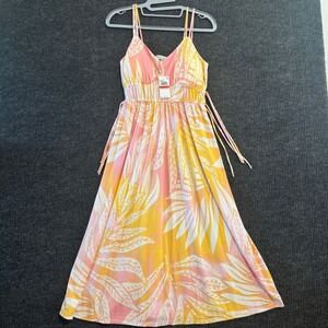 Jamie & Layla Maxi Dress Womens Petite XS Pink Yellow with Cups NWT